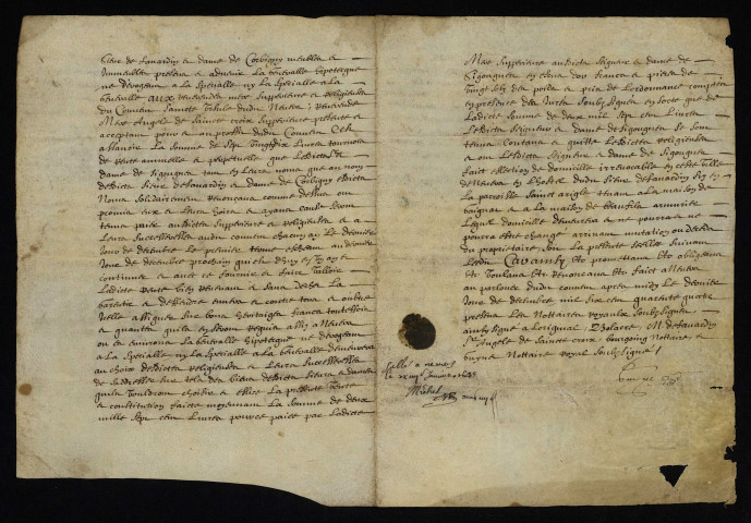 Biens et droits. - Rente personnelle de Corbigny, de Favardin et Bolacre, vente solidaire aux ursulines de Nevers : copie du contrat de décembre 1644.