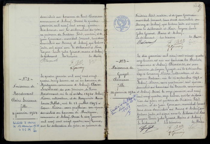 Arleuf : actes d'état civil.