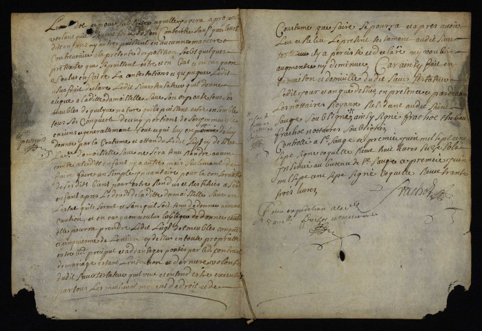 Donation Coquille pour Marie Save et leurs enfants : copie lacunaire du testament de 1707 insinué à Saint-Saulge.