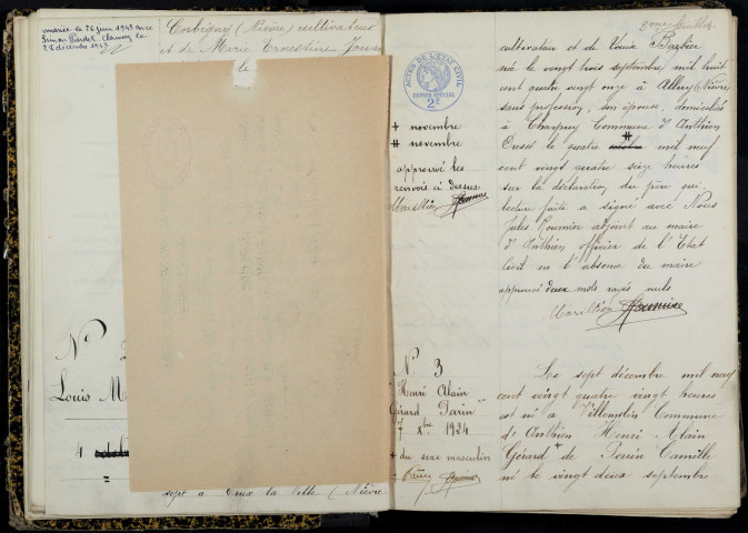 Anthien : actes d'état civil.