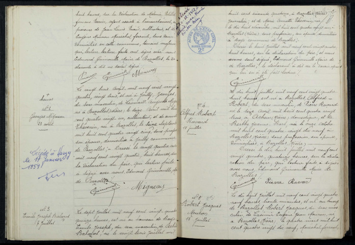 Bazolles : actes d'état civil.