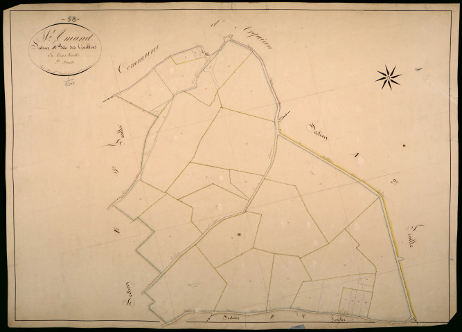 Saint-Amand-en-Puisaye, cadastre ancien : plan parcellaire de la section E dite des Guiblins, feuille 2