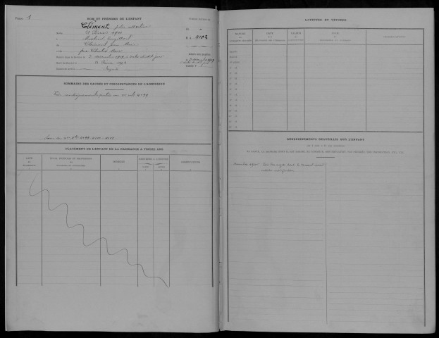 Enfants abandonnés, admission de 1919 à 1921 : registre matricule des n° 4102 à 4302.