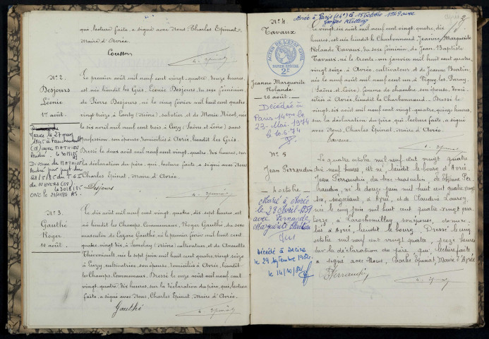 Avrée : actes d'état civil.