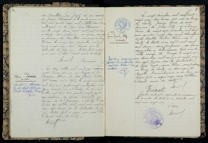 Lanty : actes d'état civil.