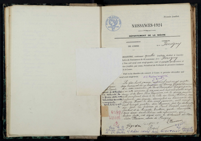 Pougny : actes d'état civil.