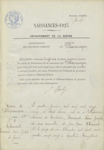 Villapourçon : actes d'état civil.