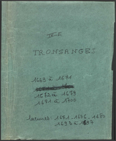 Tronsanges : registres paroissiaux.