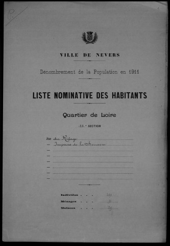 Nevers, Quartier de Loire, 11e section : recensement de 1911