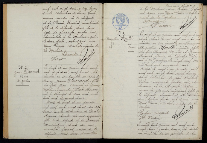 La Machine : actes d'état civil (décès).