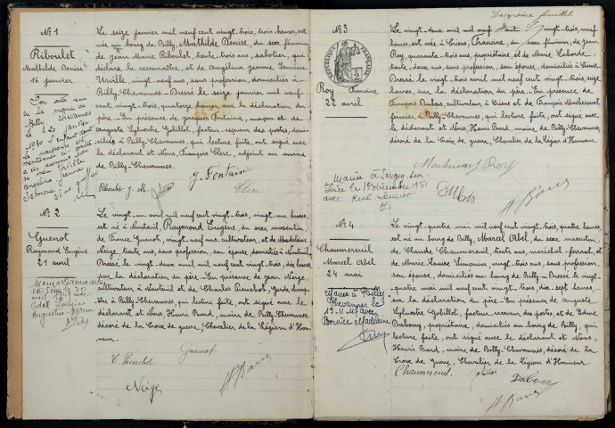 Billy-Chevannes : actes d'état civil.