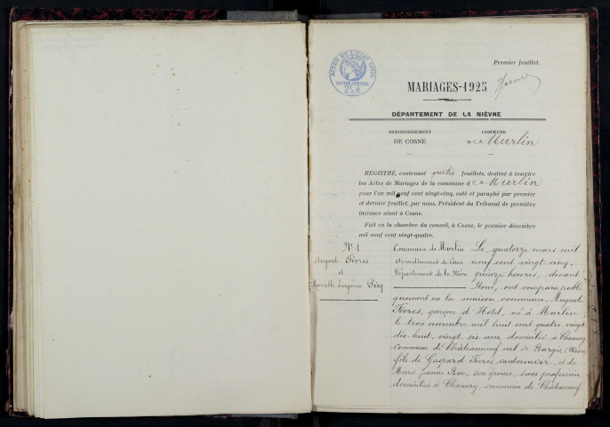 Murlin : actes d'état civil.