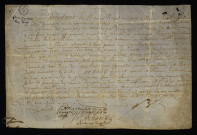 Biens et droits. - Vente de vin à Quartier maréchal à Parigny-les-Vaux, reconnaissance de dette envers Millin assesseur à Nevers : copie d'une obligation du 3 février 1676.