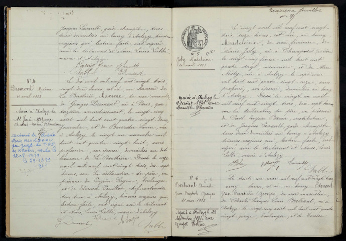 Anlezy : actes d'état civil.