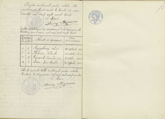 Tintury : actes d'état civil.