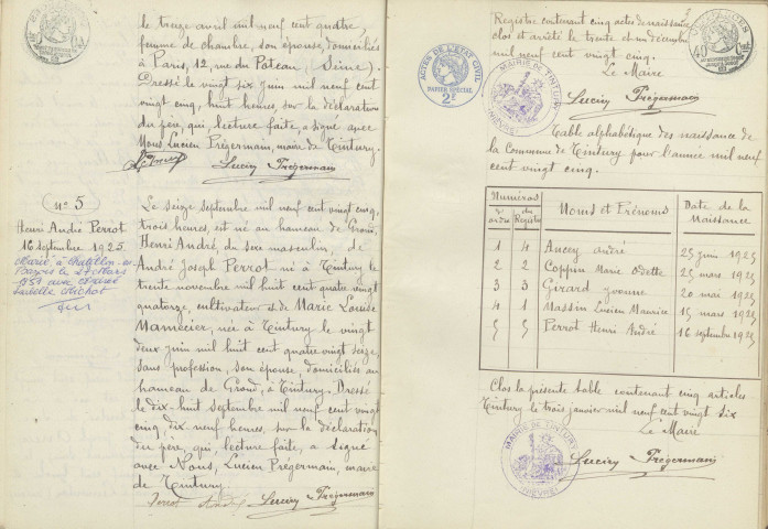 Tintury : actes d'état civil.