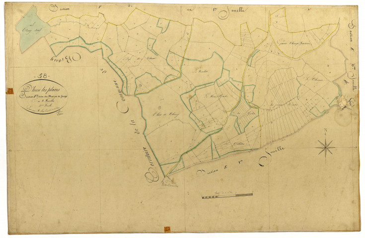 Dun-les-Places, cadastre ancien : plan parcellaire de la section F dite de Maizoc De Froys, feuille 3