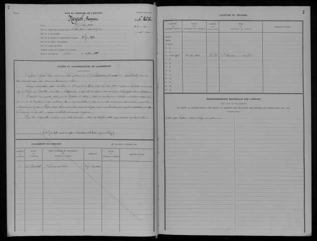 Enfants abandonnés, admission de 1904 à 1905 : registre matricule des n° 2615 à 2833.