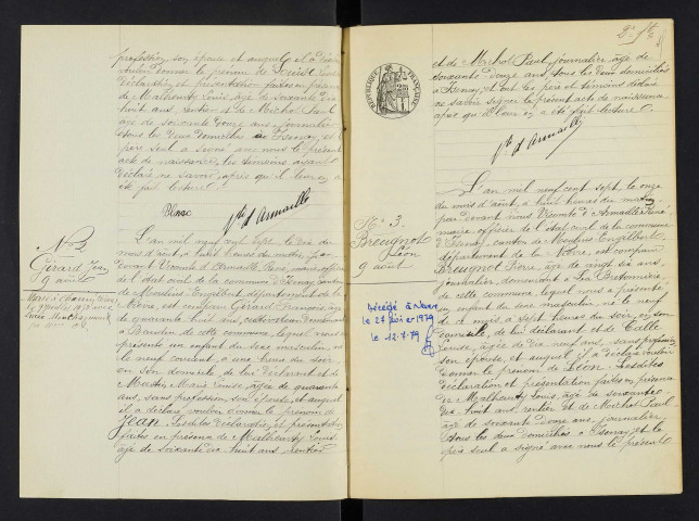 Isenay : actes d'état civil.