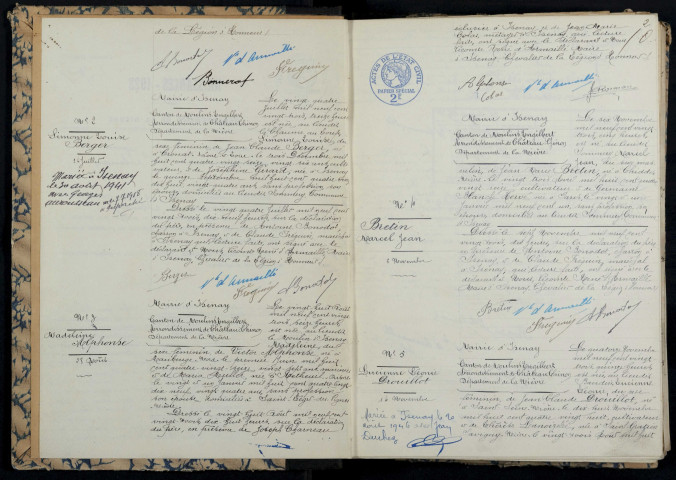 Isenay : actes d'état civil.