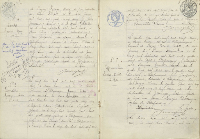 Villapourçon : actes d'état civil.