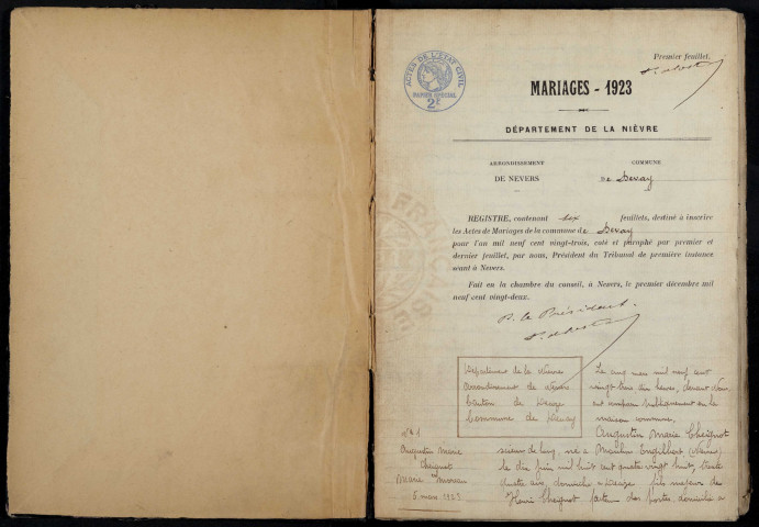 Devay : actes d'état civil.
