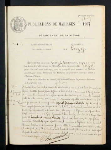 Luzy : actes d'état civil.