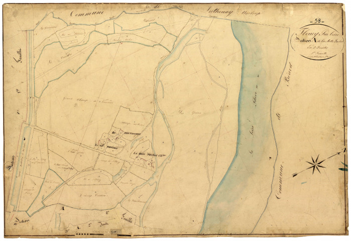 Fleury-sur-Loire, cadastre ancien : plan parcellaire de la section A dite de la Motte Farchat, feuille 1