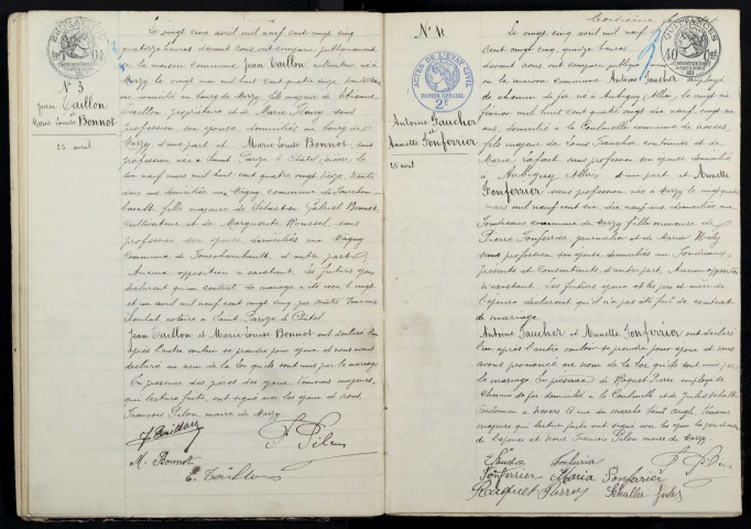 Marzy : actes d'état civil.