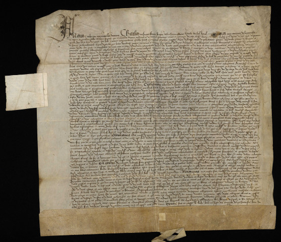 Biens et droits. - Fief et baronnie d'Huriel (département de l'Allier), vente par Jean de Brosse à Jean de Bourgogne comte de Nevers : contrat.