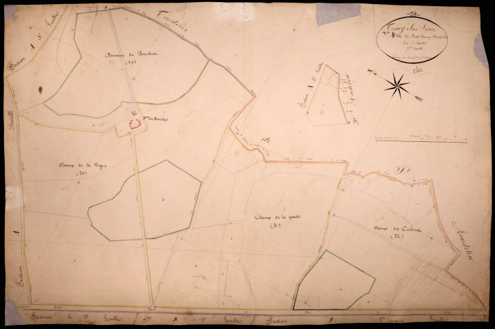 Tracy-sur-Loire, cadastre ancien : plan parcellaire de la section A dite de Bois Fleury et Fontenille, feuille 7