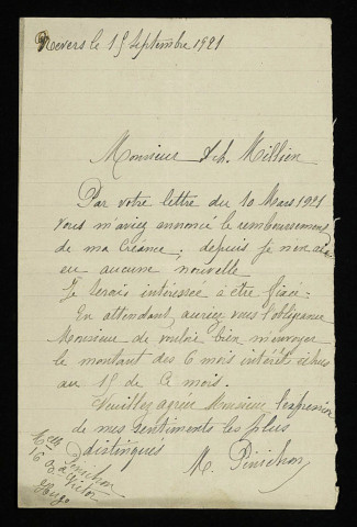 PÉNICHON, à Nevers : 2 lettres.