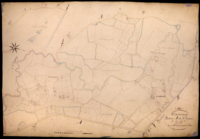 Tamnay-en-Bazois, cadastre ancien : plan parcellaire de la section A dite de Vouavre, feuille 2