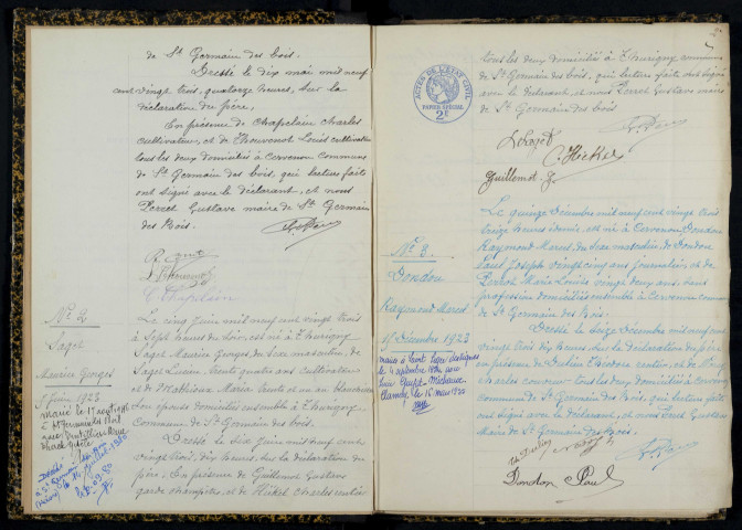 Saint-Germain-des-Bois : actes d'état civil.