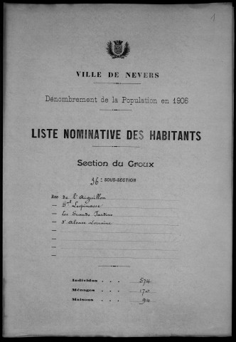 Nevers, Section du Croux, 36e sous-section : recensement de 1906