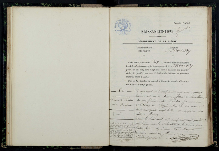 Moussy : actes d'état civil.