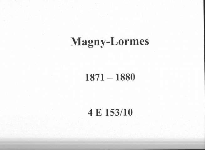 Magny-Lormes : actes d'état civil.