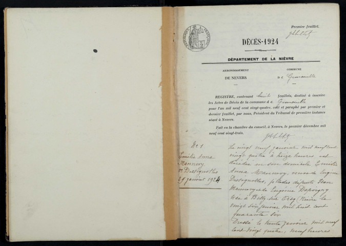 Gimouille : actes d'état civil.