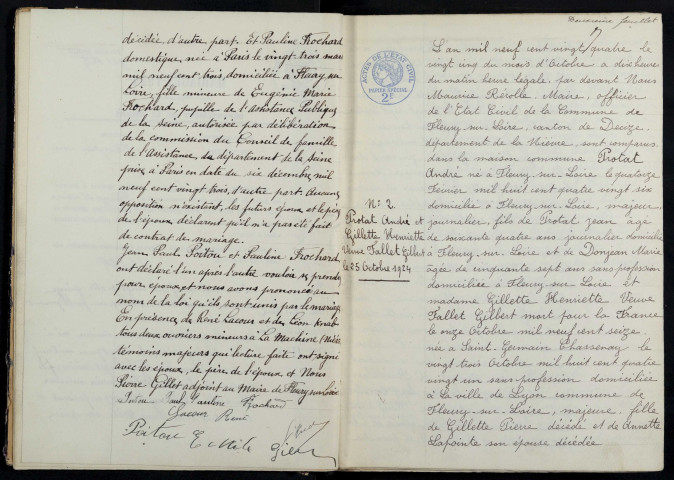 Fleury-sur-Loire : actes d'état civil.