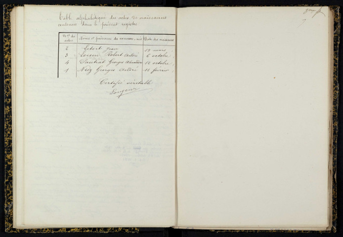 Oudan : actes d'état civil.