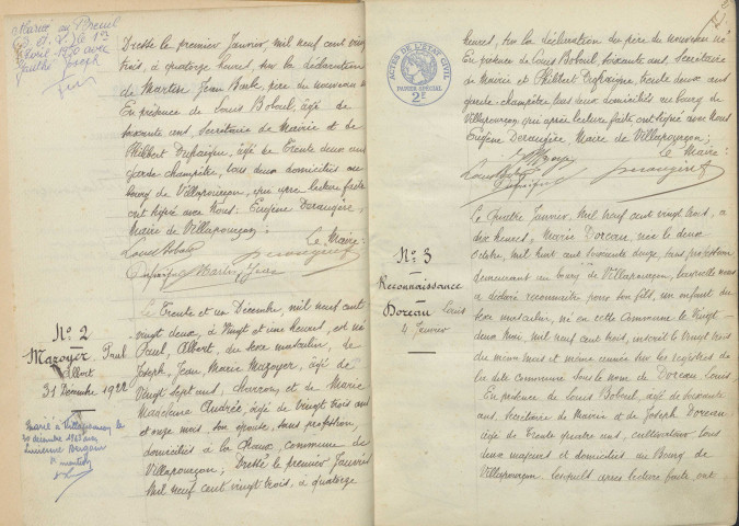 Villapourçon : actes d'état civil.