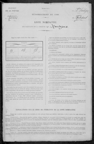 Montapas : recensement de 1891