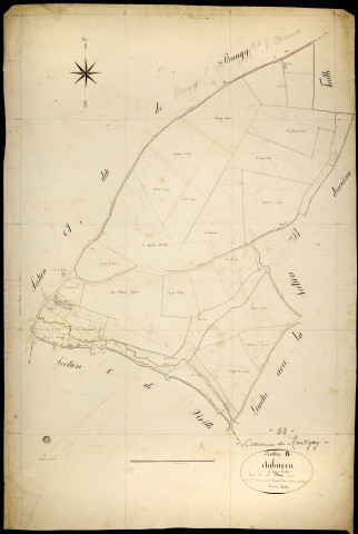 Montigny-aux-Amognes, cadastre ancien : plan parcellaire de la section B dite de Chébaron, feuille 1