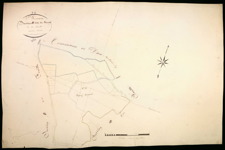 Saint-Péreuse, cadastre ancien : plan parcellaire de la section B dite du Bourg, feuille 4