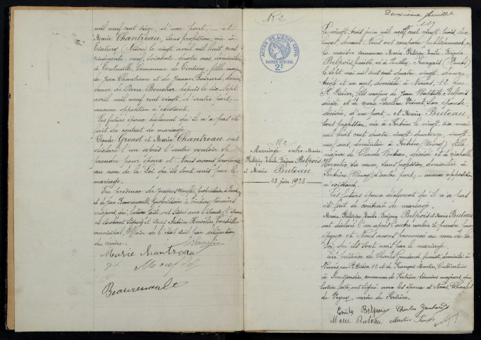 Fertrève : actes d'état civil.