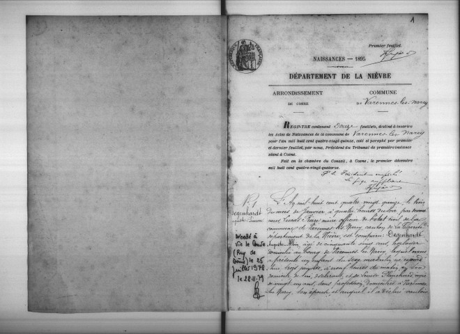 Varennes-lès-Narcy : actes d'état civil.