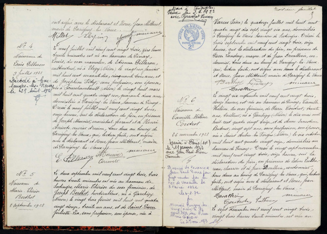 Parigny-les-Vaux : actes d'état civil.