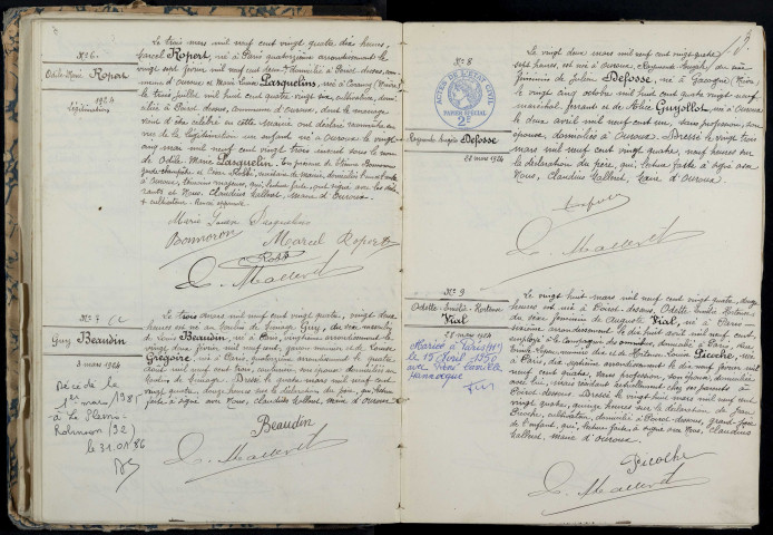 Ouroux-en-Morvan : actes d'état civil.