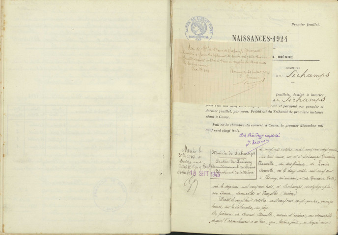 Sichamps : actes d'état civil.