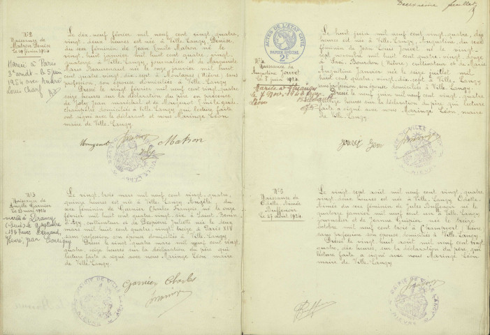 Ville-Langy : actes d'état civil.